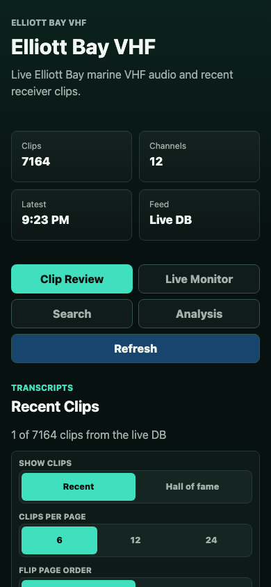 Production Clip Review mobile screenshot for Elliott Bay VHF